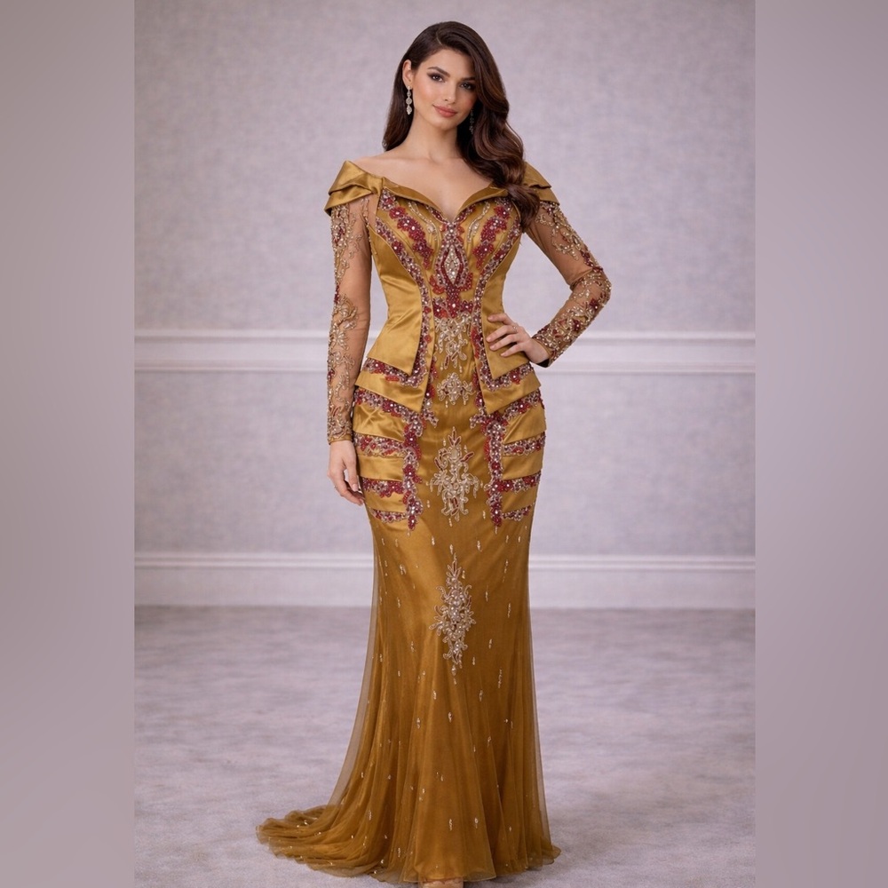 Elegant Gold Evening Gown